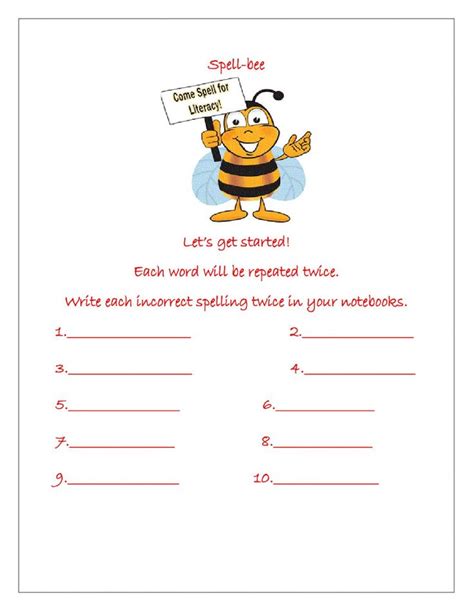 Spell-Bee worksheet | Spelling online, Spelling bee, Spelling lists