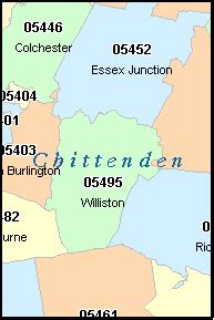 CHITTENDEN County, Vermont Digital ZIP Code Map