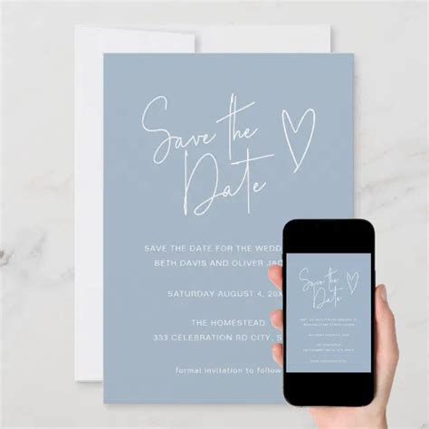 Modern Script Font Blue Photo Save the Date | Zazzle