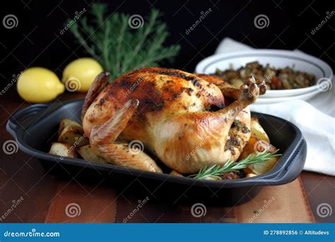 Oven-roasted Chicken with Crispy Skin and Juicy Interior Stock ...