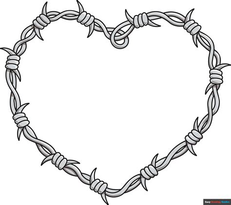 How to Draw a Barbed Wire Heart - Really Easy Drawing Tutorial