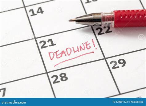 Deadline Concept on Calendar Stock Image - Image of remember, event ...