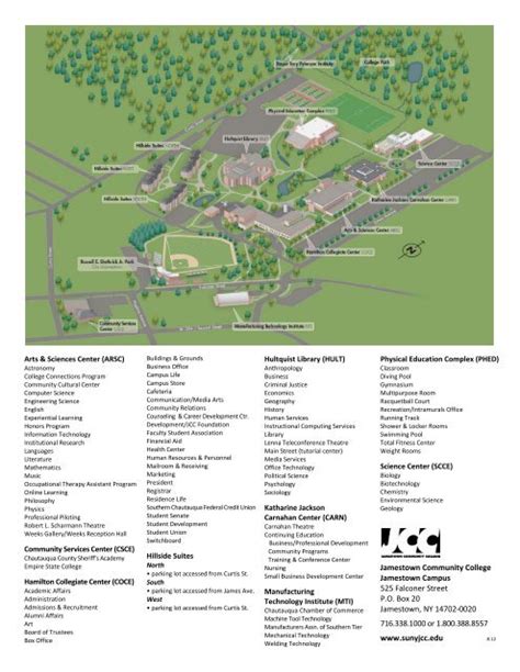 Map of Jamestown's campus - Jamestown Community College