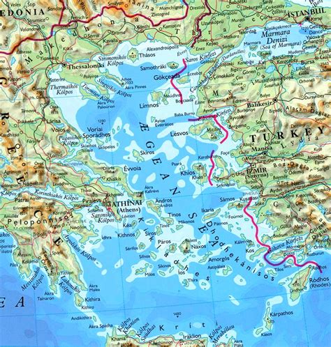 Aegean Sea physical map - Ontheworldmap.com