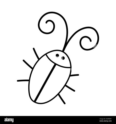 Vector black and white beetle icon. Outline woodland, forest or garden insect coloring page ...