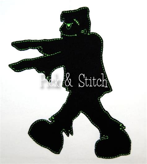 Frankenstein Silhouette Halloween Applique Design Machine