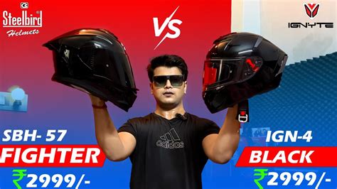 Steelbird Viral Helmet Helmet SBH 57 FIghter vs Ignite IGN 4 Gloss Black😍 Best Helmet Under 3000 ...