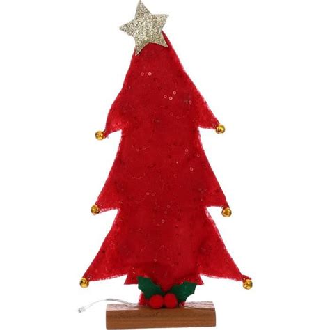 Mini Sapin de Noël Lumineux LED Sapin de Noël Artificiel avec Base en Bois pour Les Cadeaux de ...