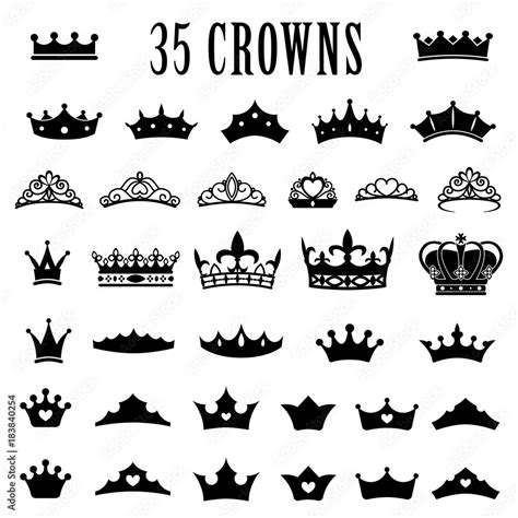 Crown icons. Princess crown. King crowns. Icon set. Antique crowns ...