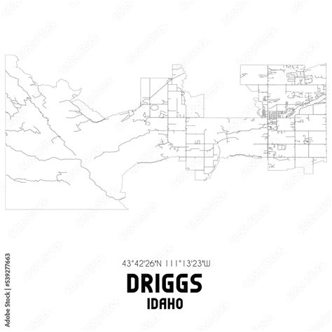 Driggs Idaho. US street map with black and white lines. Stock ...