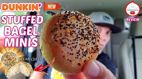 Dunkin'® STUFFED BAGEL MINIS Review! 🥯🤏 | Stuffed w/ CREAM CHEESE ...