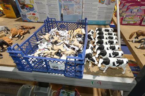 9 x cow figures by Schleich and 1 tray containing a quantity of various ...