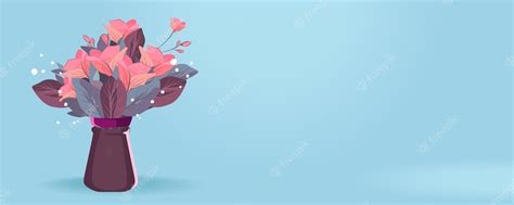 Premium Vector | Thank you card with blooming flowers a cartoon vase with flowers