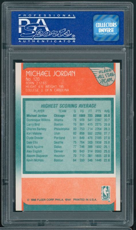 1988-89 Fleer Set-Break #120 Michael Jordan All-Star PSA 9 MINT B1 | eBay