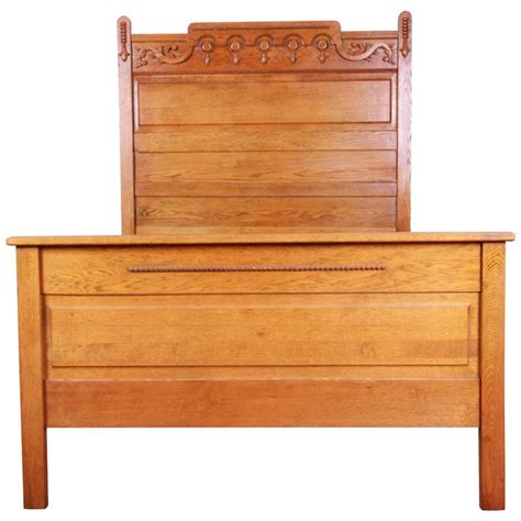 Antique Carved Oak Full Size Bed Frame, circa 1900 at 1stDibs | 1900 bed frame