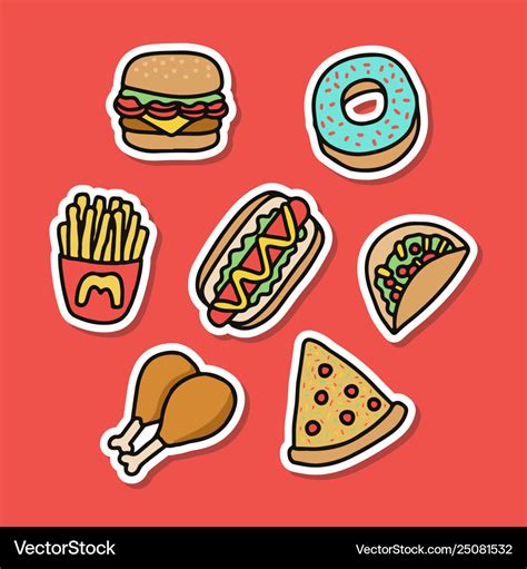 Junk food sticker good for print design Royalty Free Vector