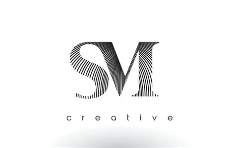 SM Logo Design With Multiple Lines and Black and White Colors. 4913046 ...