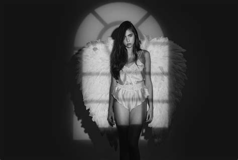 Premium Photo | Angel girl angel woman with wings isolated long white ...