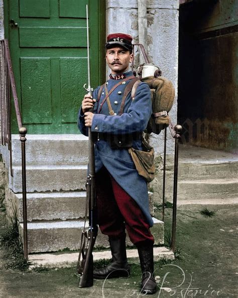 French soldier Louis Berthoux of the 134th Infantry Regiment posing for a photograph in his ...