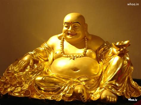 Laughing Buddha Golden Statue HD Wallpaper