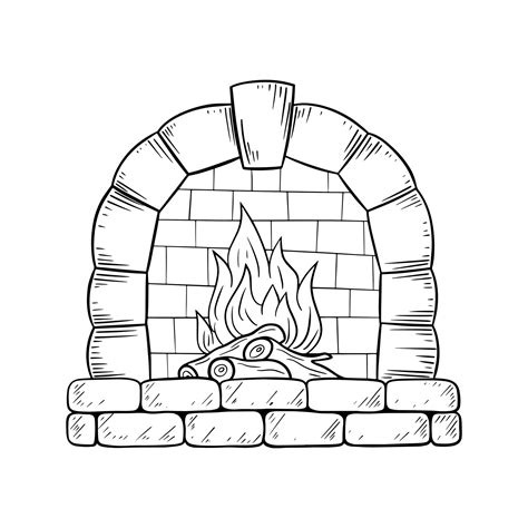 Stone Fireplace Drawing