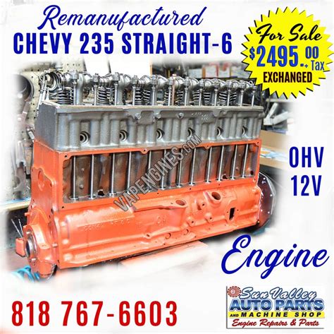 Remanufactured Chevy 235 Engine Sale - Straight 6