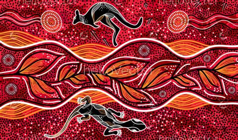 kangaroo and lizard aboriginal art - Download Graphics & Vectors
