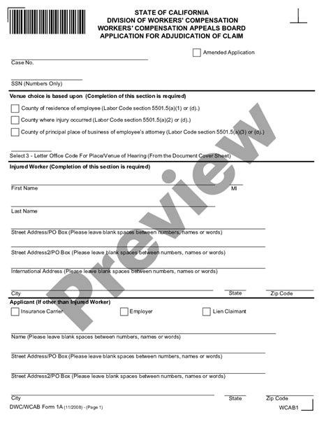 California Application for Adjudication for Workers' Compensation - Application For Adjudication ...