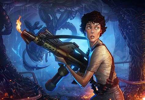 HD wallpaper: aliens, Xenomorph, artwork, Ellen Ripley, drawing, Aliens ...