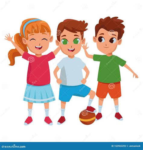 Kids Friends Playing and Smiling Cartoons Stock Vector - Illustration ...