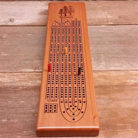 Redwood Wood Cribbage Board Handmade Laser Engraved 3 Player | Etsy in ...