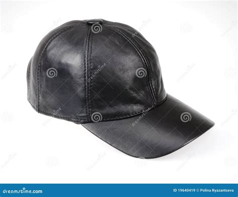 Black leather cap stock image. Image of white, cover - 19640419