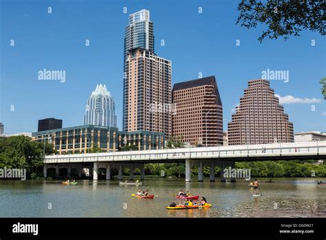 Lady Bird Lake Austin skyline Texas USA Stock Photo - Alamy