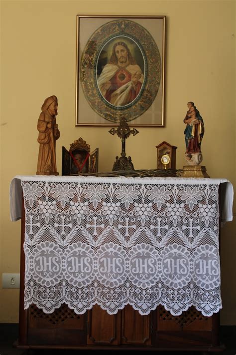 Home Altar Cloth Catholic White Liturgical Lace Crosses IHS - Etsy