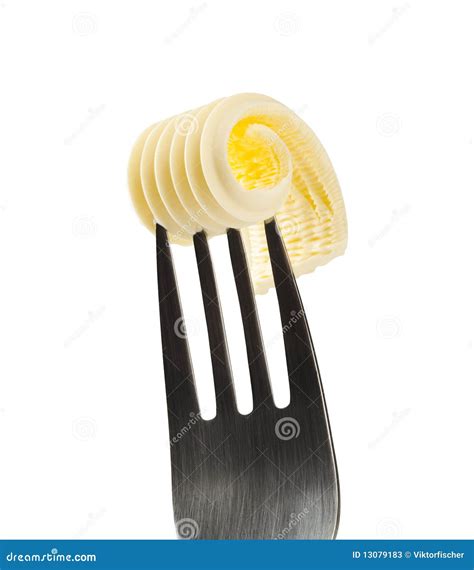 Butter curl on a fork stock image. Image of fork, fresh - 13079183