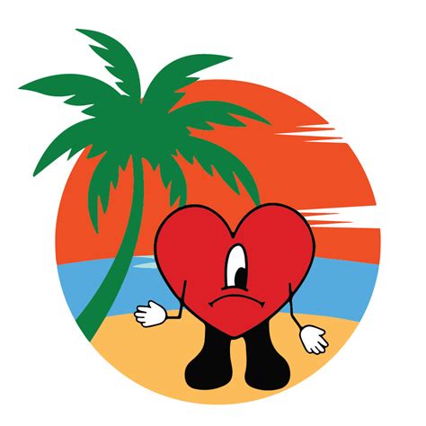 a red heart with palm trees on the beach