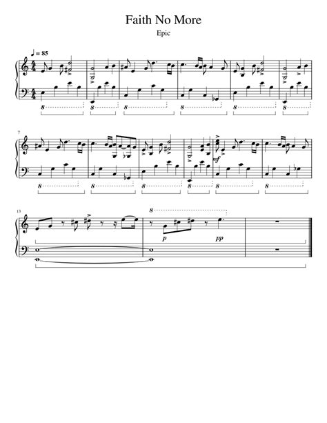 Epic Faith No More Solo sheet music for Piano download free in PDF or MIDI