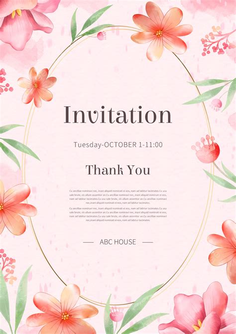 Romantic Pink Invitation Letter With Flower Border Template Download on Pngtree