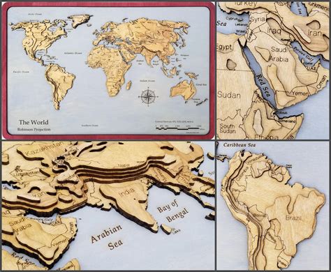 I made a 3D Topographic Map of the World! Created from 1/8" Sheets of Birch, 5 layers of ...