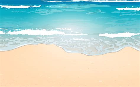 Ilustración de dibujos animados de playa, mar, orilla de playa con playa azul, pintura de ...