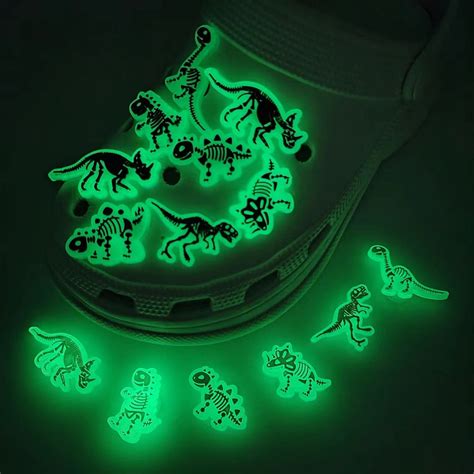 Luminous Dinosaur Crocs Jibbitz Shoe Charms Shoe Buckle Personalized Shoe Accessories Animal ...