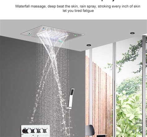 Ceiling Mounted Concealed Led Rain Shower Head Rainfall Waterfall ...