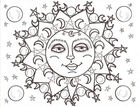 iColor "The Moon & Stars" Luna & Soleil (2205×1699) | Mandala coloring books, Moon coloring ...