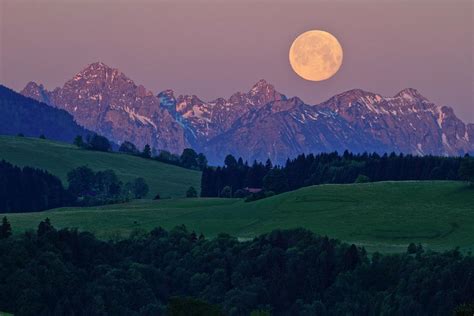 Full Moon Over Mountains Digital Art by Bernd Rommelt - Fine Art America