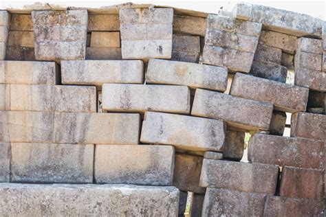 Erosion Of The Main Temple Wall In The Peruvian Andes At Machu Picchu ...