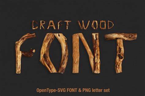 Craft Wood Font on Yellow Images Creative Store