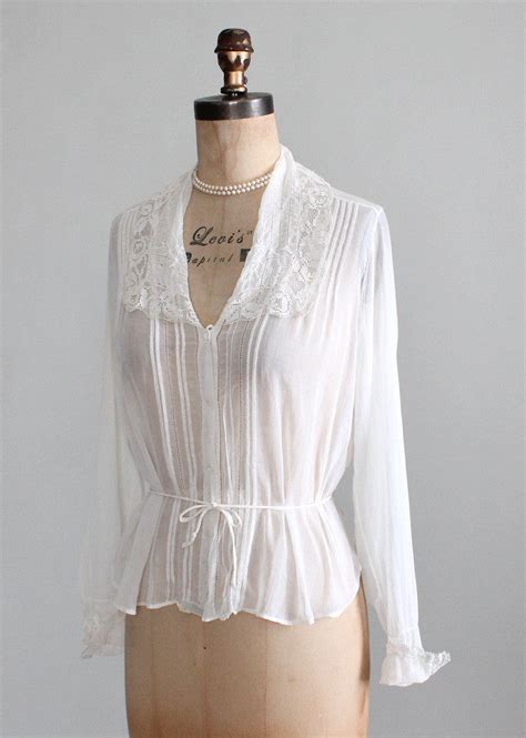 Vintage 1910s White Cotton and Lace Blouse | Raleigh Vintage