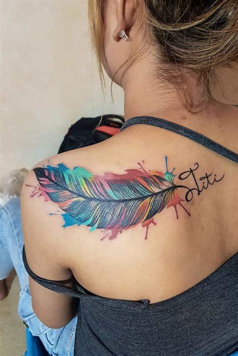 Feather Tattoos On Shoulder