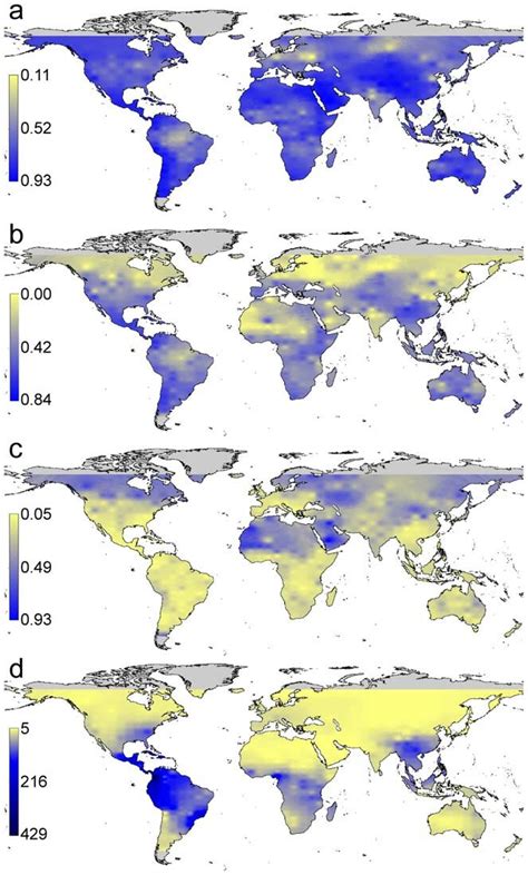 Geographic variation in the beta diversity of regional cells of 250,000 ...