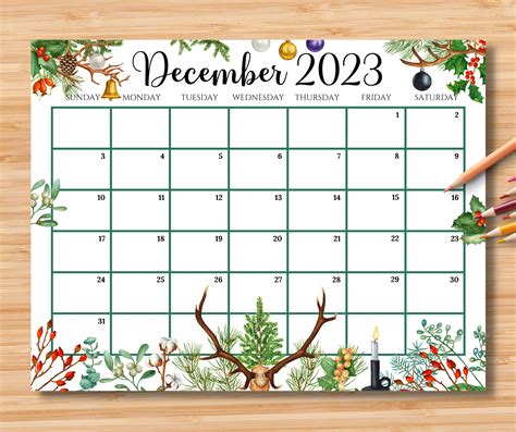 EDITABLE December 2023 Calendar Gorgeous Christmas With - Etsy Australia